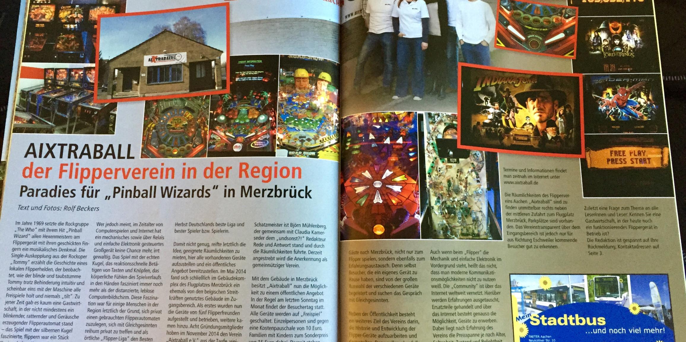 Aixtraball im Herzogenrather Stadtmagazin "undsonst?!"